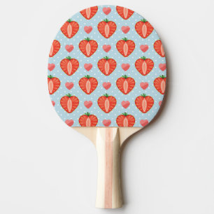 Heart Strawberries with Polka Dots And Hearts Ping Pong Paddle
