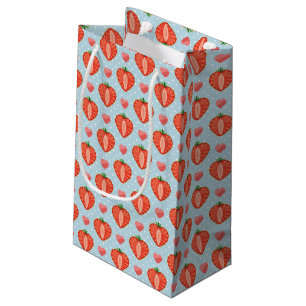 Heart Strawberries with Polka Dots And Hearts Small Gift Bag