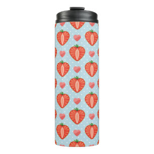 Heart Strawberries with Polka Dots And Hearts Thermal Tumbler