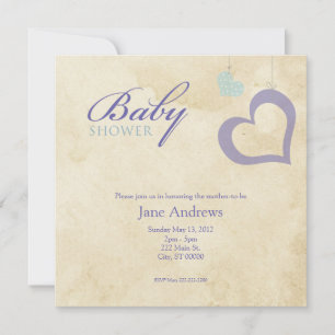 Heart Strings Baby Shower - Purple & Blue Invitation