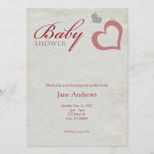 Heart Strings Baby Shower - Red & Black Invitation