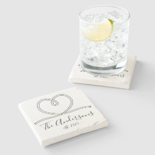 Heart Strings Personalised Stone Coaster