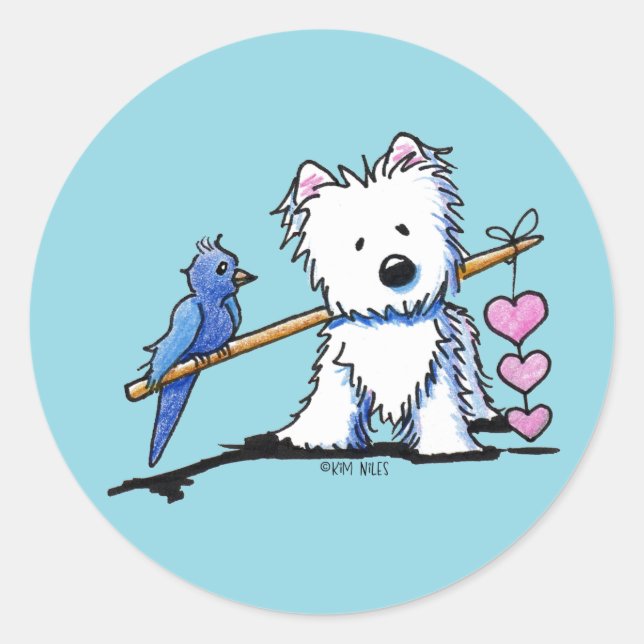 Heart Strings Westie Sticker (Front)