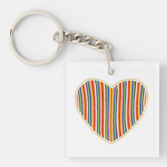Heart Stripes Acrylic Keychain (Front)