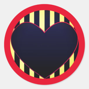 HEART & STRIPES FOR Valentine's Day ROUND STICKER
