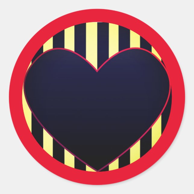 HEART & STRIPES FOR Valentine's Day ROUND STICKER (Front)