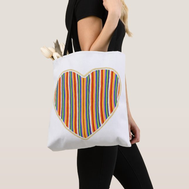 Heart Stripes Tote Bag (Close Up)