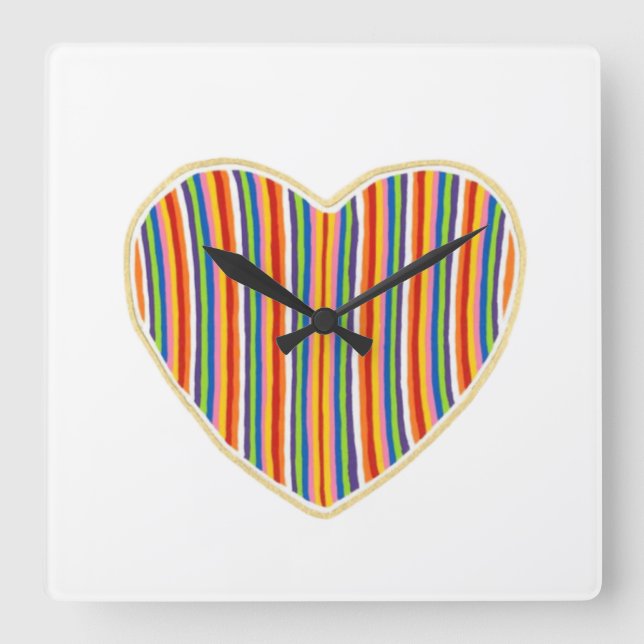Heart Stripes Wall Clock (Front)