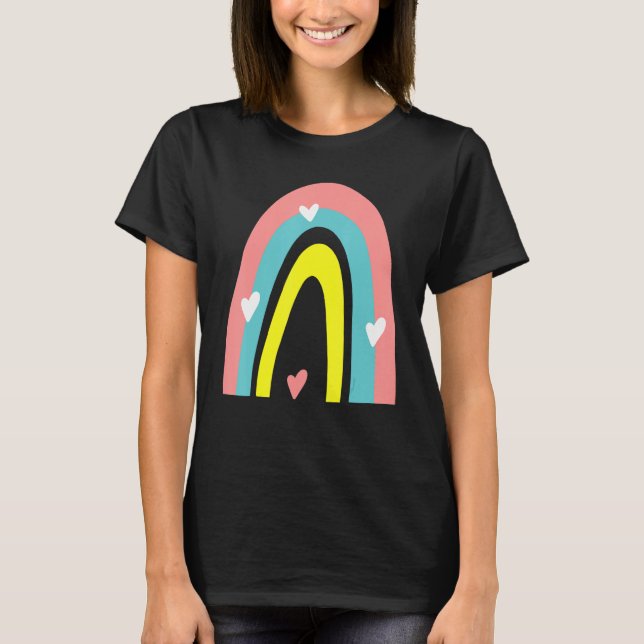 Heart Stripped Casual Style T-Shirt (Front)