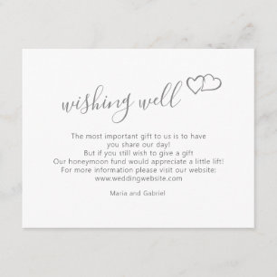Heart. Stylish Simple script Wedding Wishing Well Enclosure Card