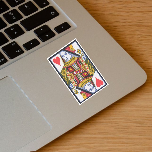 Heart Suite Colourful Queen Playing Card (Heart suite fancy colourful queen playing card vinyl sticker.)