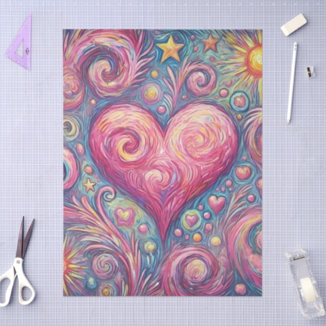 Heart Sun Stars Swirls Whimsical Decoupage Tissue Paper (Craft)