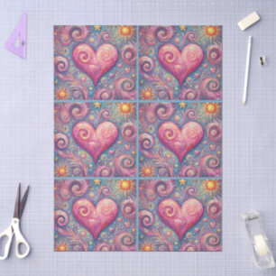 Heart Sun Stars Swirls Whimsical Decoupage Tissue Paper