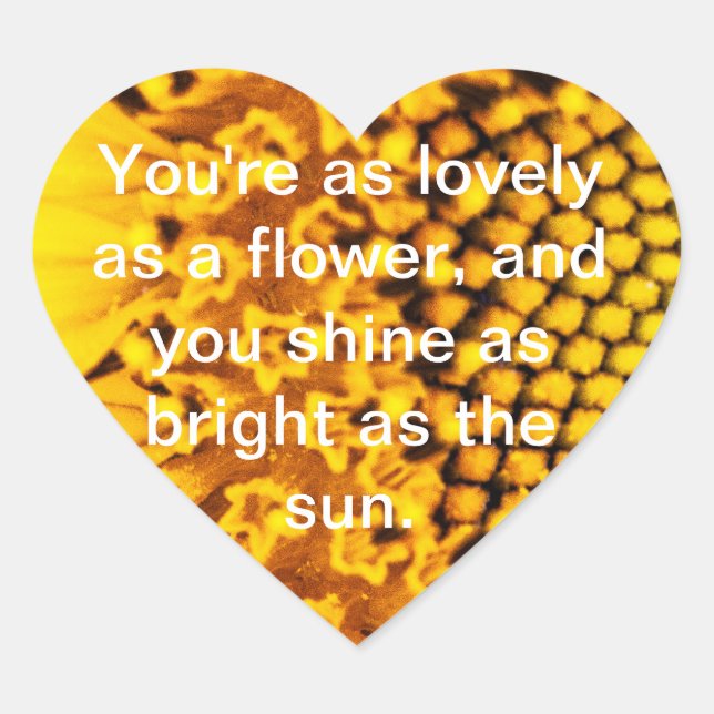 Heart Sunflower  Heart Sticker (Front)