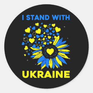 Heart Sunflower I Stand With Ukraine Classic Round Sticker