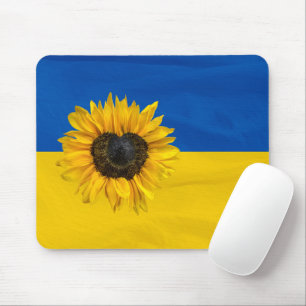 Heart Sunflower on Ukraine Flag Mouse Mat