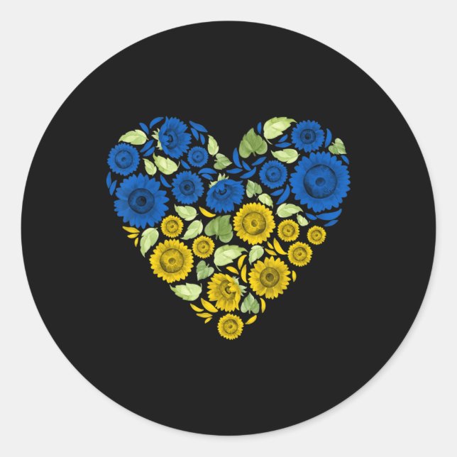Heart sunflower ukraine  I stand With Ukraine Peac Classic Round Sticker (Front)