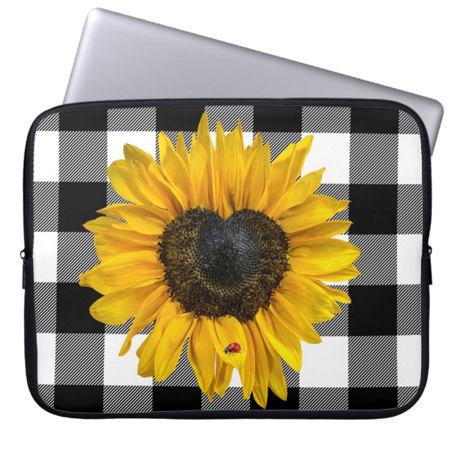 Heart Sunflower with Ladybug  Laptop Sleeve (Front)