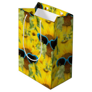 Heart Sunglasses on Sunflower Medium Gift Bag