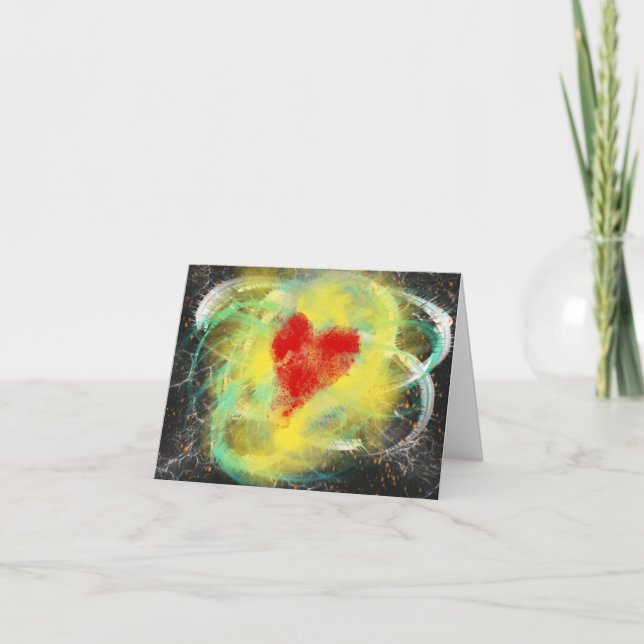 Heart Supernova Christian Modern Art Thank You Card (Front)