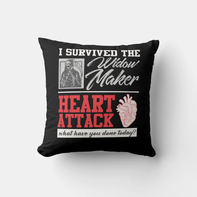 Heart Surgery Survived Widow Maker Heart Attack Cushion (Front)