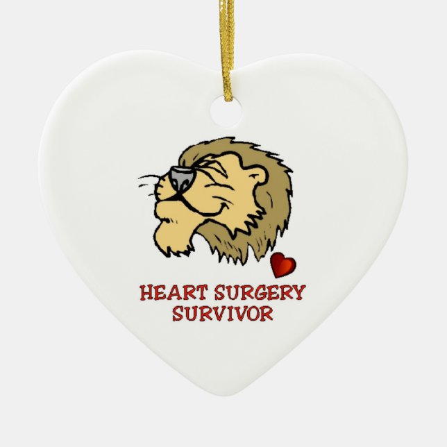 Heart Surgery Survivor Lion Ceramic Tree Decoration (Front)