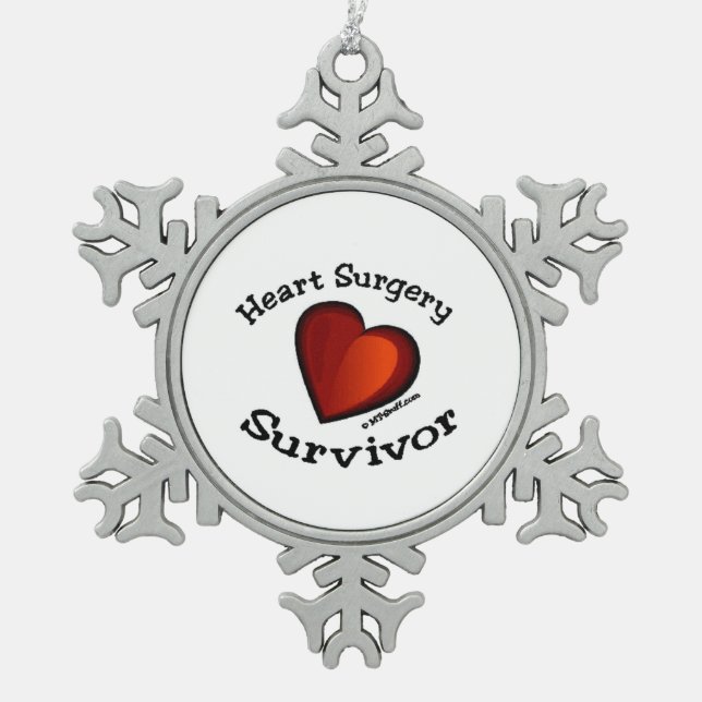 Heart Surgery Survivor Snowflake Pewter Christmas Ornament (Front)