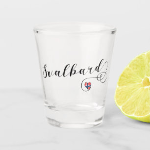 Heart Svalbard Flag, Spitsbergen, Norway Shot Glass