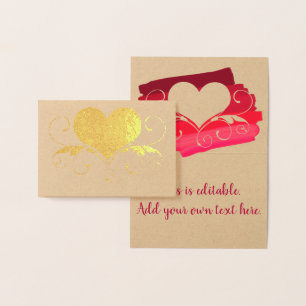 Heart Swirl   Pink Ombre Heart Cutout Foil Card