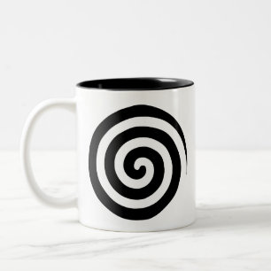 Heart & Swirl Spiral Circles in Black & White Two- Two-Tone Coffee Mug