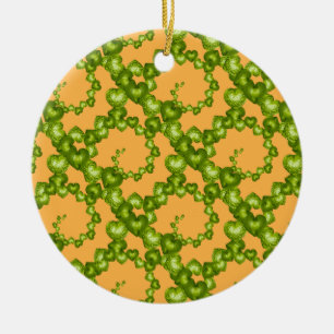 Heart Swirls,Green-Orange-ROUND ORNAMENT