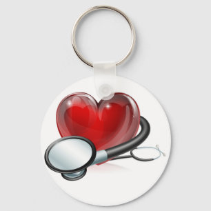 Heart symbol and stethoscope key ring