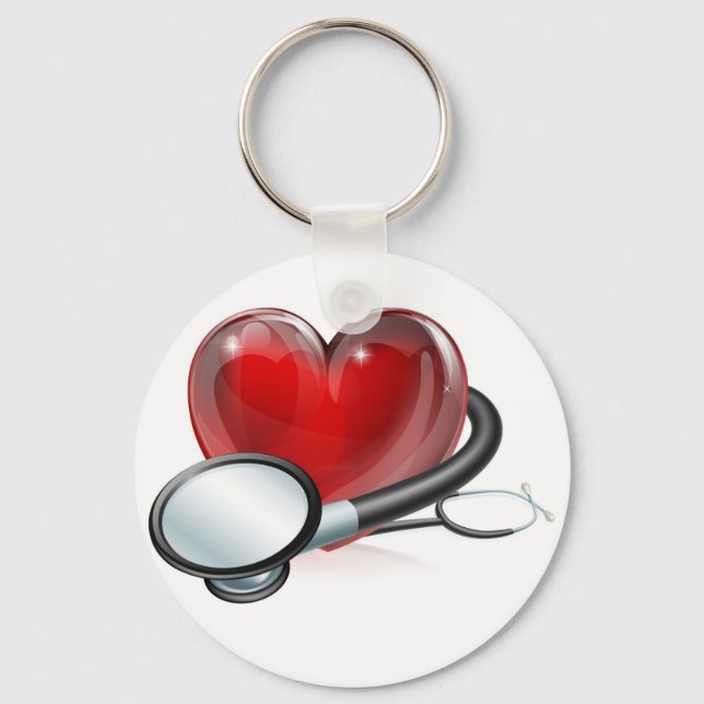 Heart symbol and stethoscope key ring (Front)