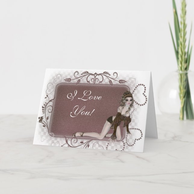 Heart Tag Elf Design - Customisable Greeting Card (Front)