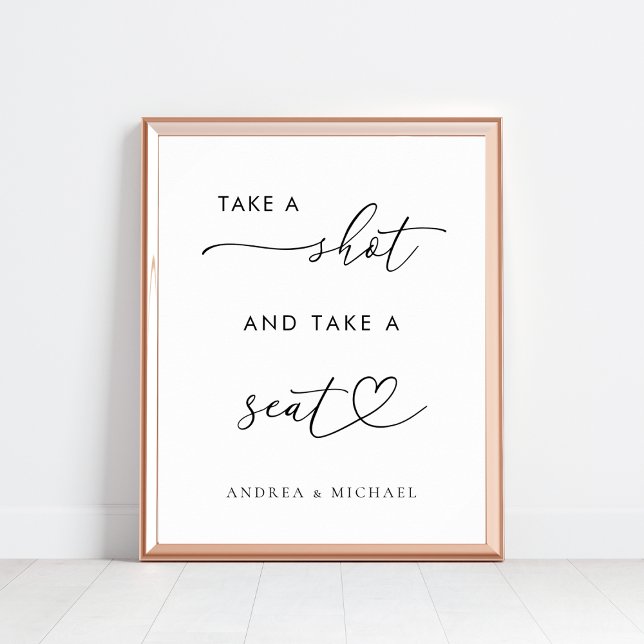 Heart Take a Shot and Take a Seat Wedding Sign (Creator Uploaded)