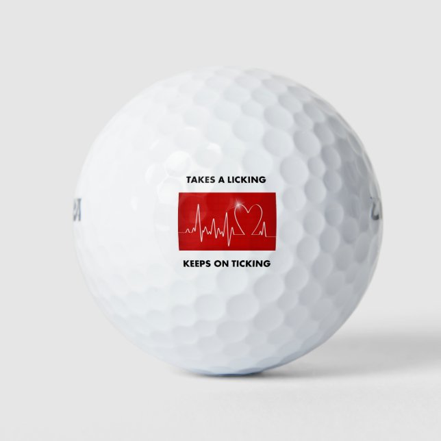 Heart - Takes a Licking, Keeps on Ticking Golf Balls (Front)