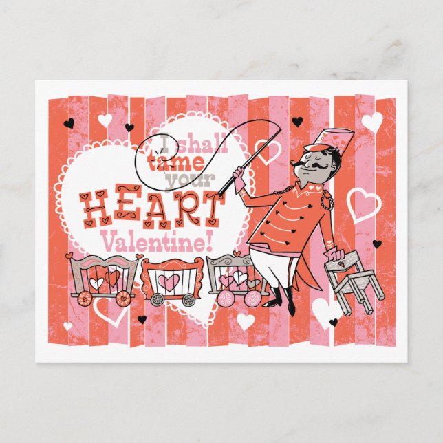 Heart Tamer Retro Valentine Postcard (Front)