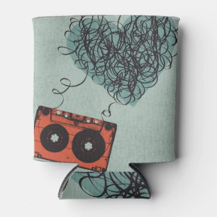 Heart Tape: Vintage Cassette Illustration Can Cooler