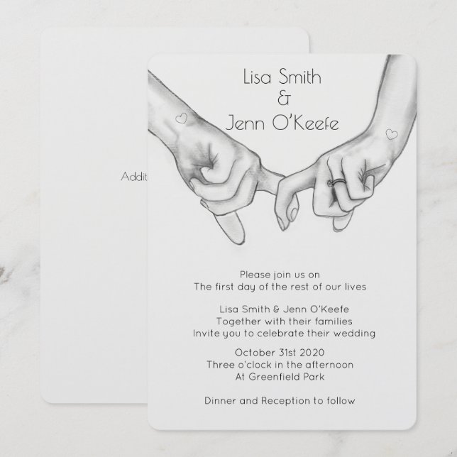 Heart Tattoo Hand Drawing Wedding Invitation (Front/Back)