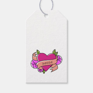 Heart Tattoo MOM Pink Flowers Love Inked Gift Tags