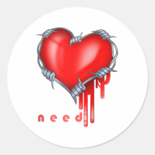 Heart Tattoo, Valentines Day Women Raglan Baseball Classic Round Sticker
