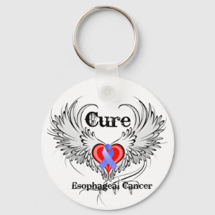 Heart Tattoo Wings - Cure Oesophageal Cancer Key Ring