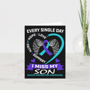 Heart Teal Purple I Miss My Son Suicide Awareness Card