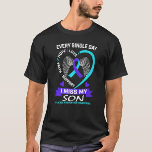 Heart Teal Purple I Miss My Son Suicide Awareness T-Shirt