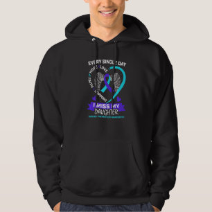Heart Teal Purple Miss Daughter Suicide Awareness Hoodie