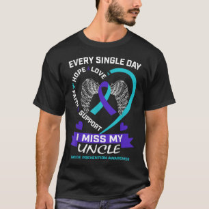 Heart Teal Purple Miss My Uncle Suicide Awareness T-Shirt