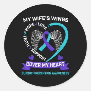 Heart Teal Purple Miss My Wife Suicide Awareness P Classic Round Sticker