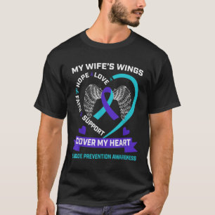 Heart Teal Purple Miss My Wife Suicide Awareness P T-Shirt