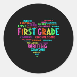 Heart Tee First Grade Team Teacher Student Back To Classic Round Sticker