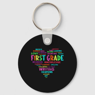 Heart Tee First Grade Team Teacher Student Back To Key Ring